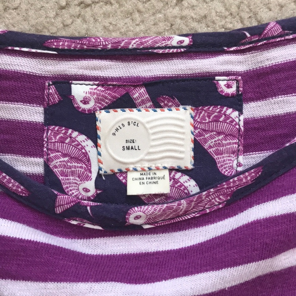 Anthropologie purple and white striped top - Picture 3 of 3